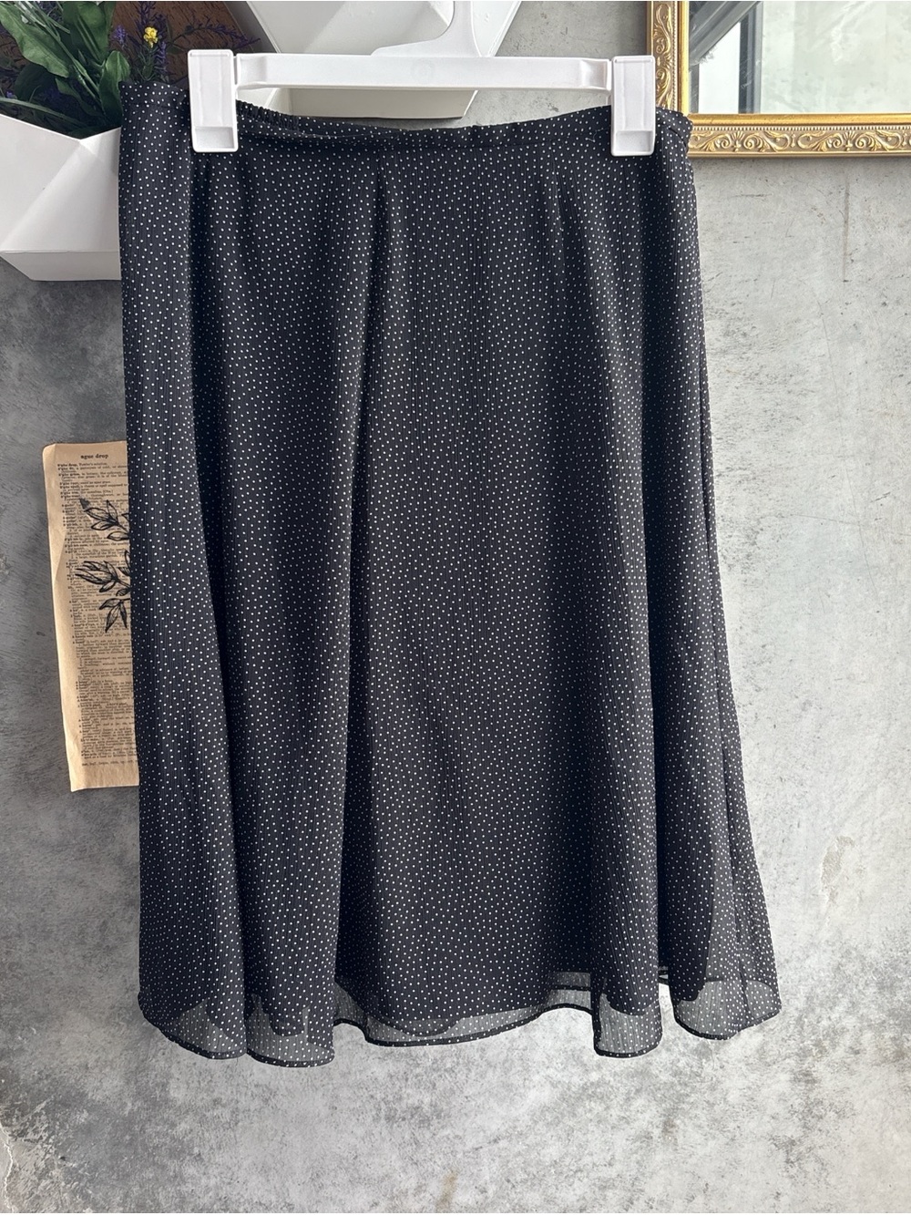 Dress Barn Black Skirt with White Polka Dots